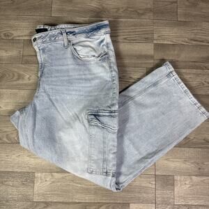 Edgely Relaxed Boyfriend Straight Mid Rise Cargo Jeans Light Wash sz 22W